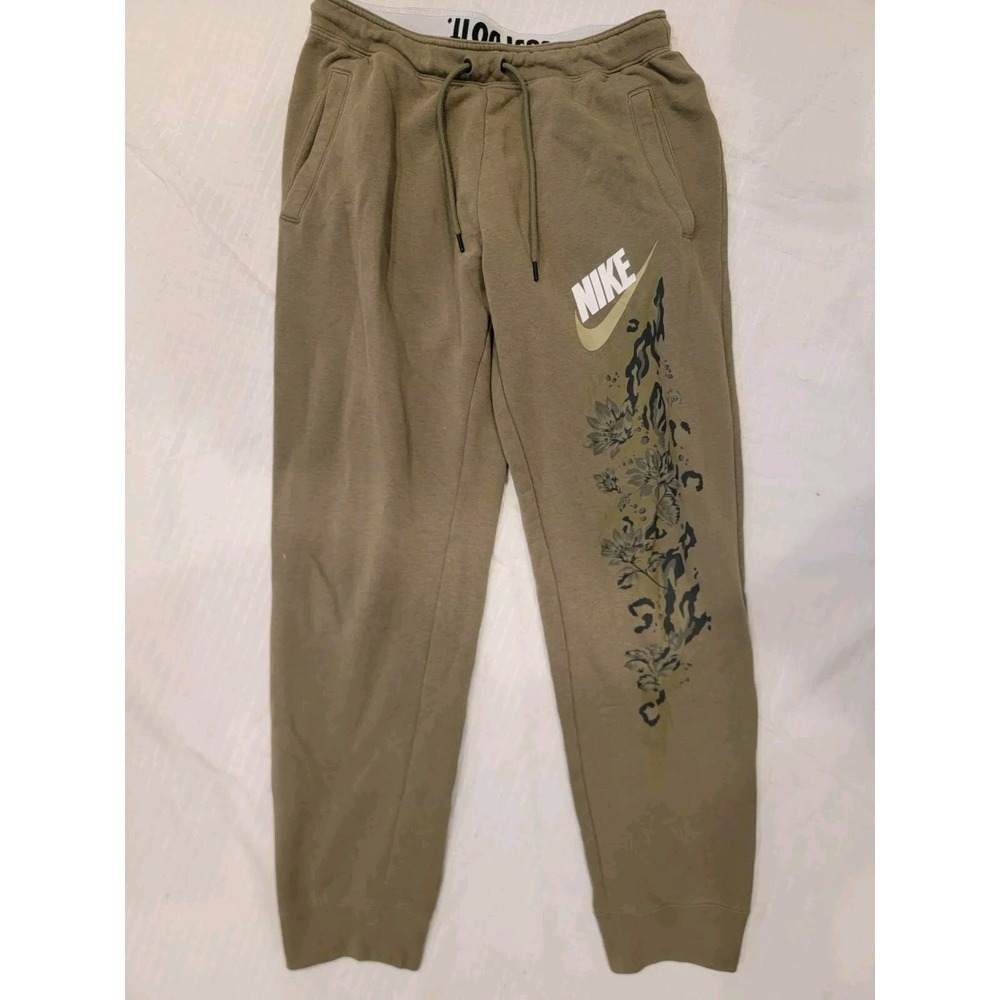 NIKE Green Joggers / Sweatpants, Elastic Waist, Green, Leg Design Women's M
